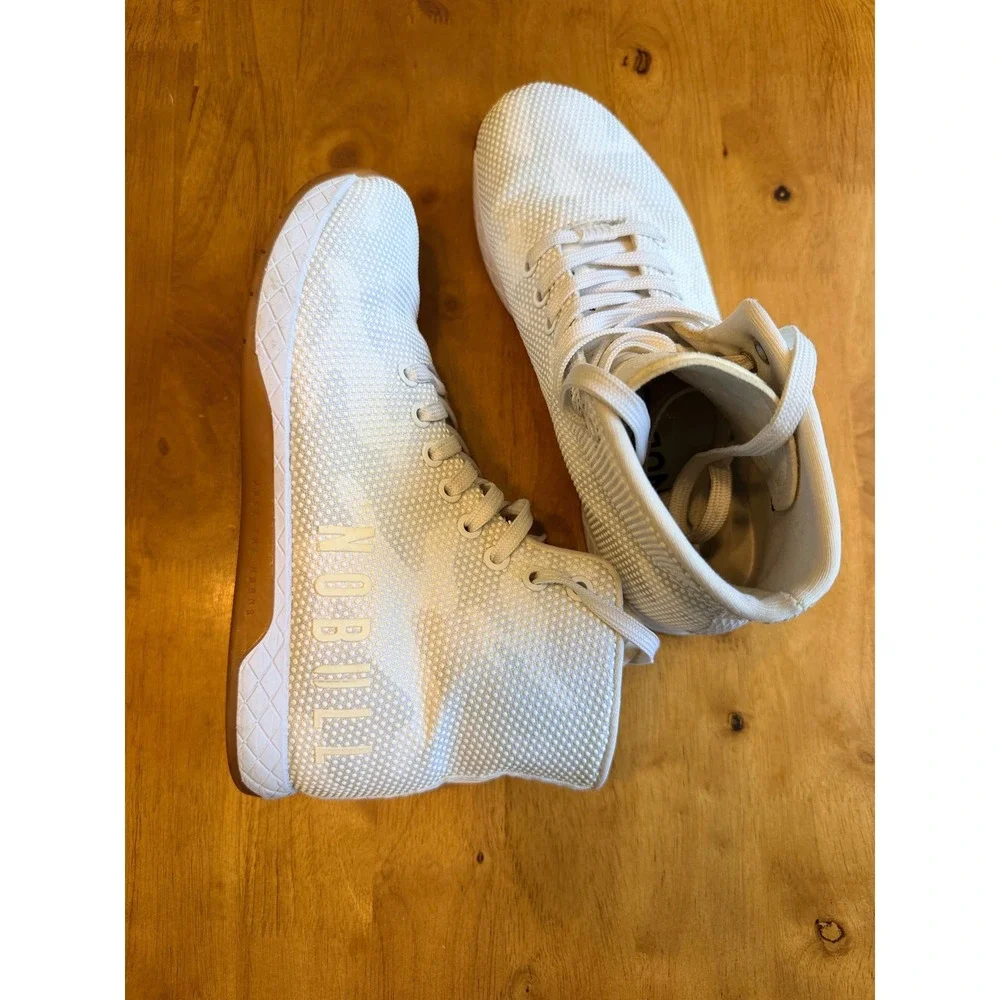 NOBULL Women White Gum SuperFabric High Top Trainer Training Shoes Sneaker
